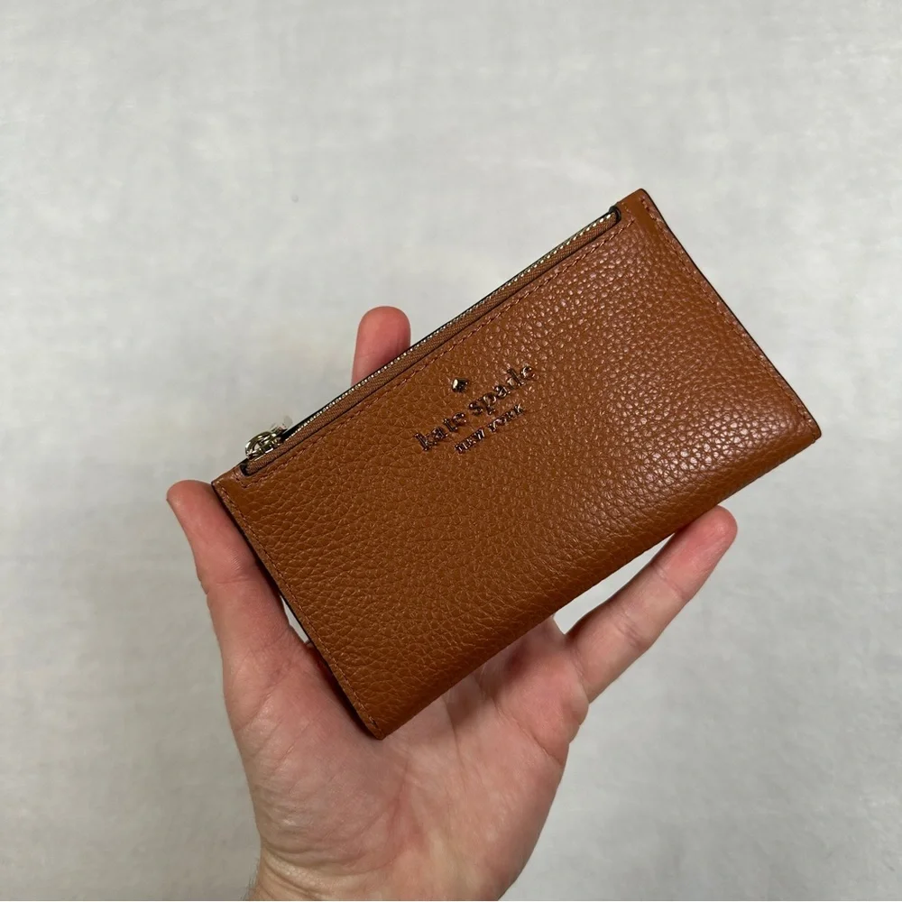 Kate‎ Spade Leila small slim bifold wallet Brown Leather